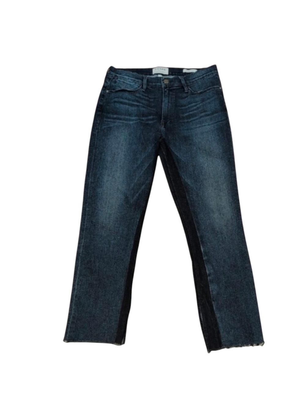 Frame Denim Le High Straight Elaine Raw Hem Split Ankle 2 Tone Jeans Size 31
